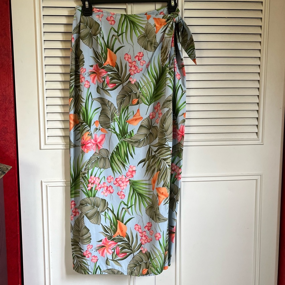 Crazy Horse Tropical Pattern Wrap Skirt Sz 6